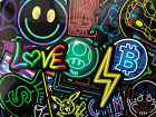 100 Variety Neon Style Stickers Decals For Phone Laptop Decoration Fun Colorful