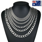 2-15mm Men’s 316L Stainless Steel Silver Curb Link NK Necklace Chain Wholesale