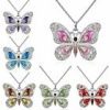 925 Silver Butterfly Necklace Pendant Cubic Zirconia Women Wedding Jewelry Gifts