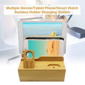 Charging Station Desktop Storage Bamboo Holder Home Multiple Device Tablet Phone Charging Station Desktop Storage Bamboo Holder Home Multiple Device Tablet Phone
