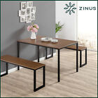 Zinus Dining Table Set Bench Metal Wood Kitchen Cafe Restaurant Industrial Black Zinus Dining Table Set Bench Metal Wood Kitchen Cafe Restaurant Industrial Black